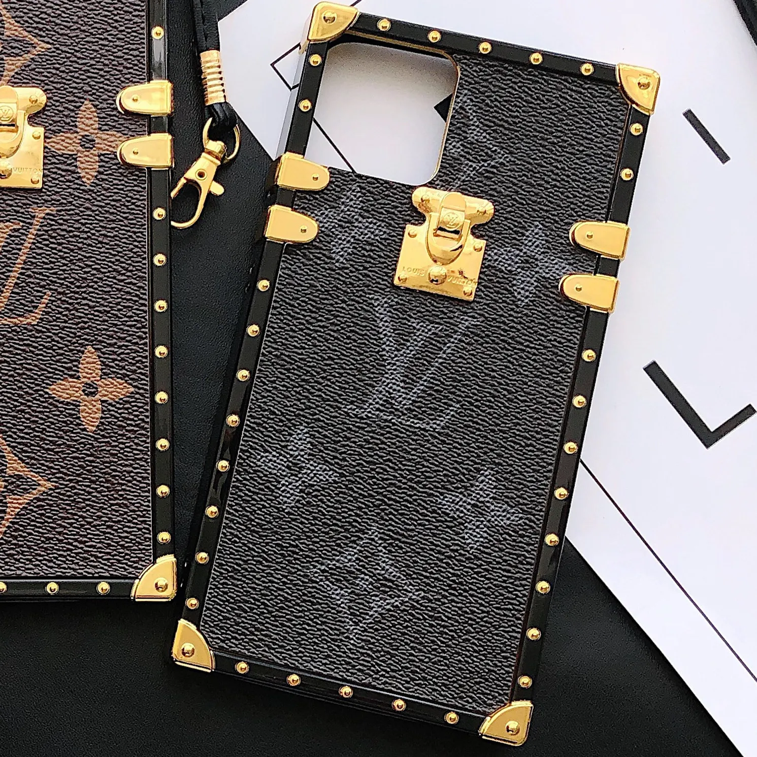 Classic LV Monogram Canvas Leather iPhone Crossbody Case Samsung Galaxy Cover