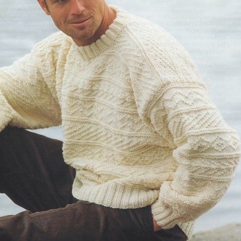 Men's Classic Casual White Low Neck Sweater