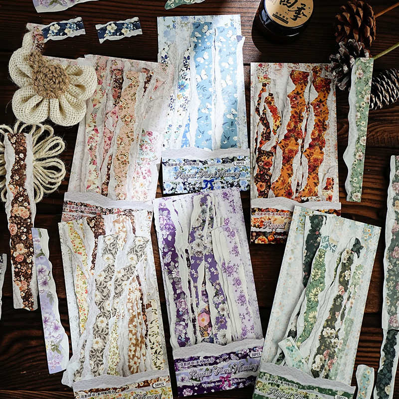 스티커 - 산산조각난 꽃 그림자 시리즈 빈티지 레이스 플로럴