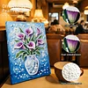 (20x30cm)DIY Flower Vase Framed Handmade Pearl Painting Art Craft Kit Living Home Decor