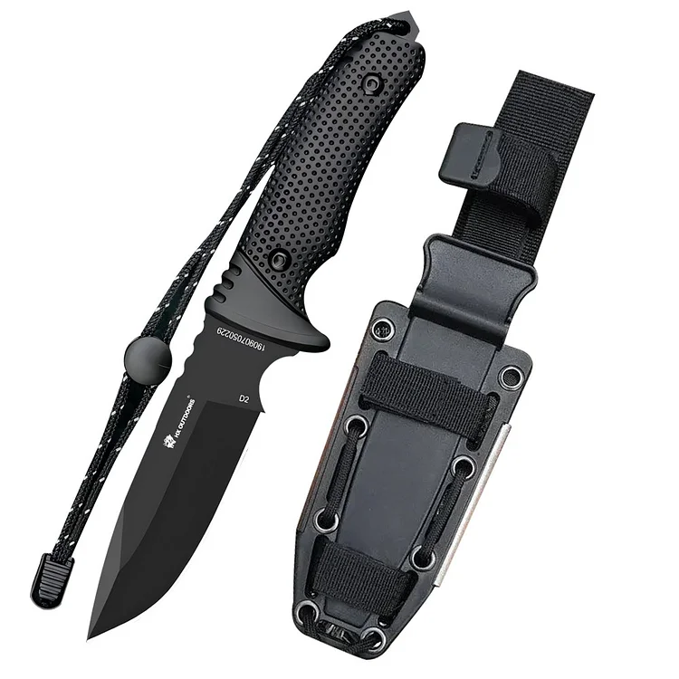 The Seeker Survival Knife: 4 inches D2 Steel Fixed Blade with Black Rubberized Handle