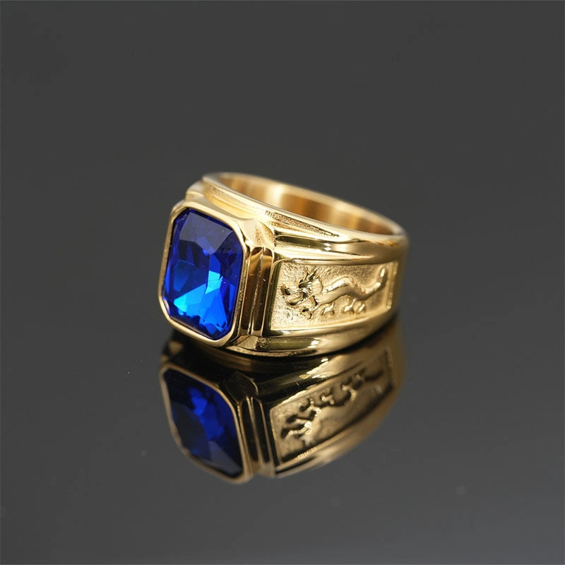 Minimalist Shiny Dragon Titanium Steel Inlay Gem Unisex Rings