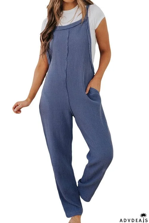 Fashion Casual Solid Pockets Slim Jumpsuit