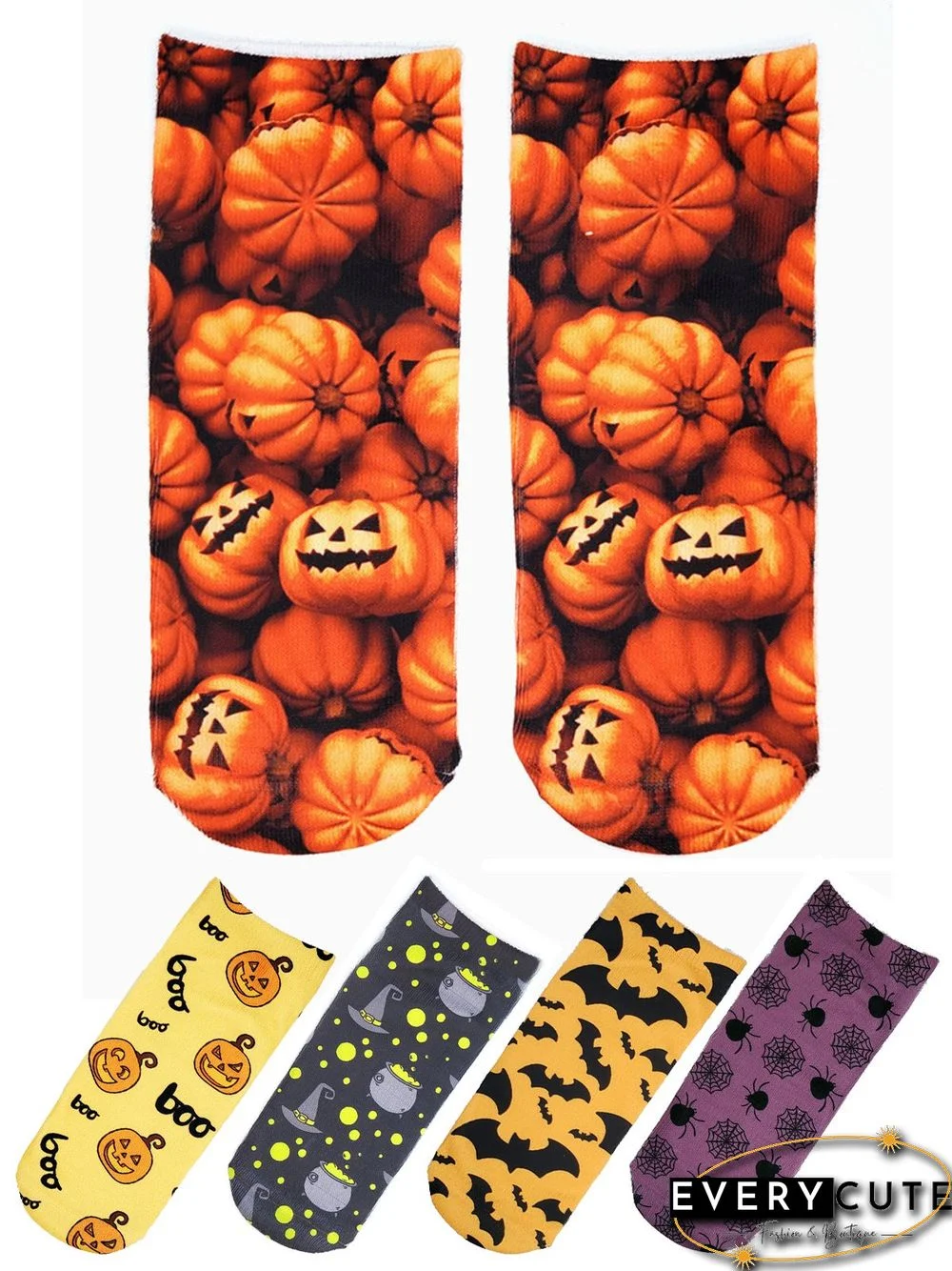 Women Street All Season Halloween Cotton Printing Party Standard Ankle Socks Regular Socks