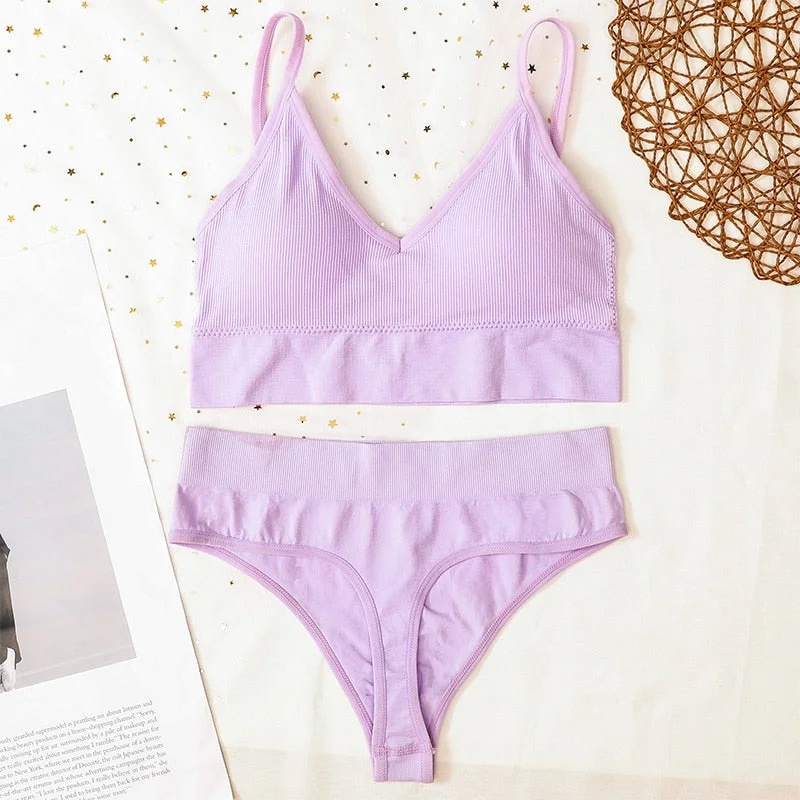 Women Bra Panties Set Push Up Sports Bra Set Sexy G-String Seamless Active Bra Thong Lingerie Set Fitness Crop Top Underwear