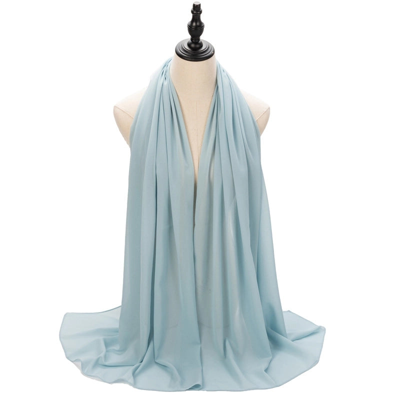 Hot Pearl Chiffon Yarn Muslim Women Hijab Silk Scarf Hui Turban Plain Long Scarf