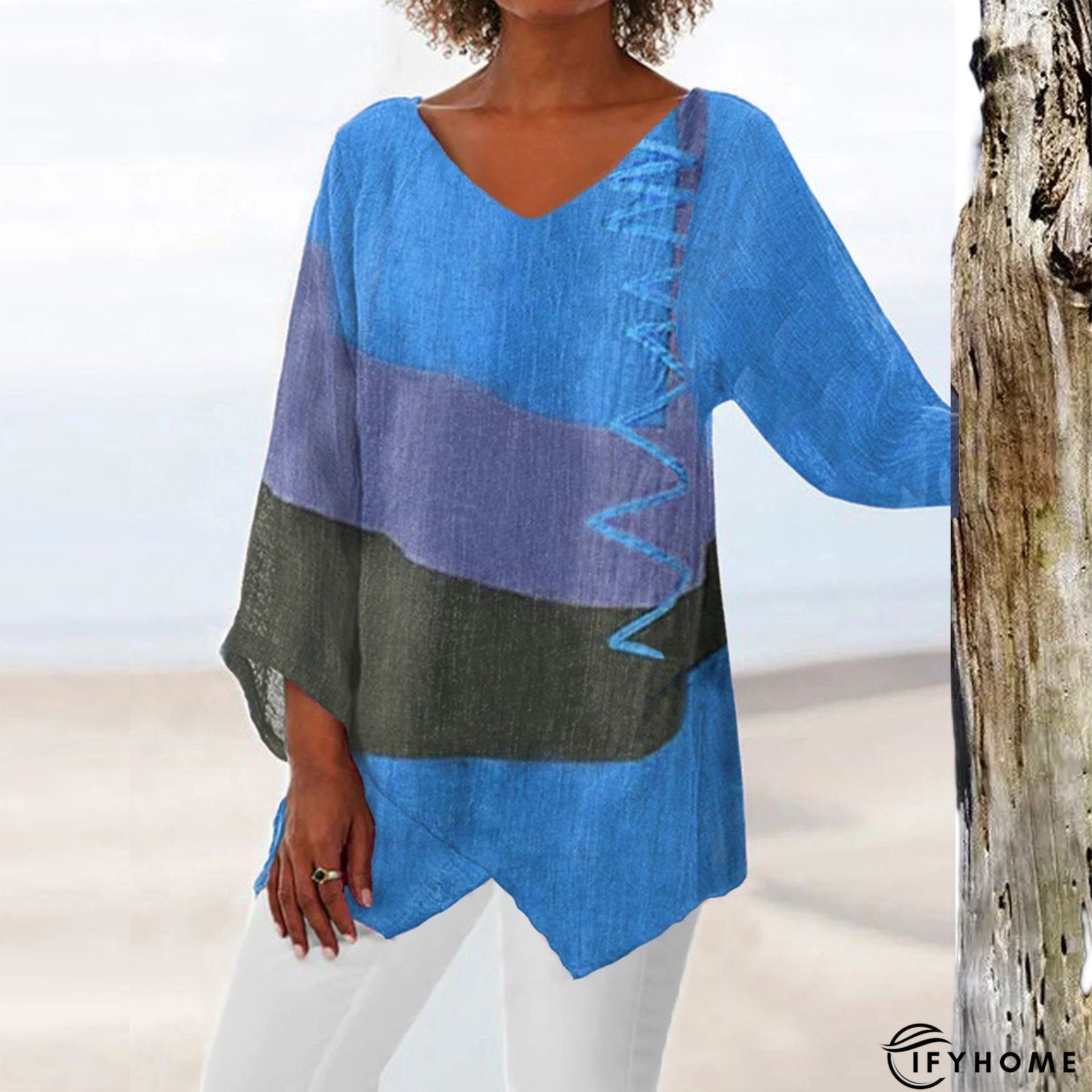 Holiday Cotton-Blend V Neck Shift Weaving Dress | IFYHOME