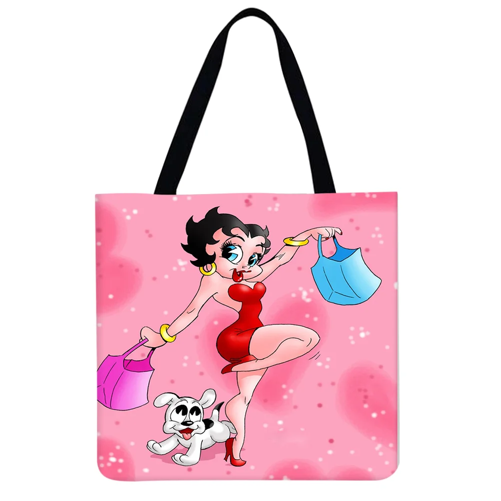 Linen tote bag-Cartoon Girl