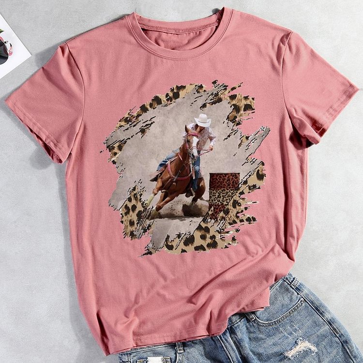 ANB -  Cowgirl Racing Love Horses T-shirt Tee -012127