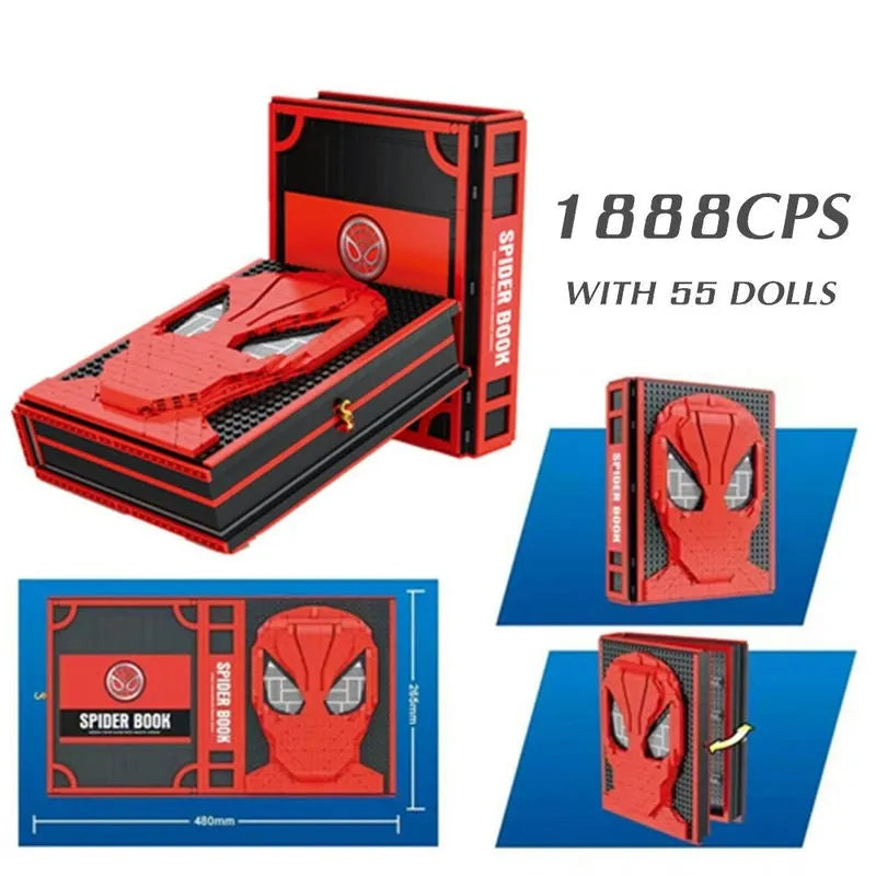 MOC Custom Spider-Man Collections Book With Spiderman Minifigures Building Blocks Toy Set 1888 Pieces Free weapon accessory pack Includes minifigures
