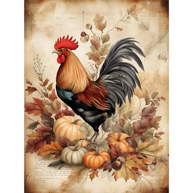 Cock In Retro Diary 30*40CM (Canvas) Full Round Drill Diamond Painting gbfke