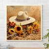 5D DIY Full Square Drill Diamond Painting Sunflower Hat Kit Home Decor 35x35cm (C)