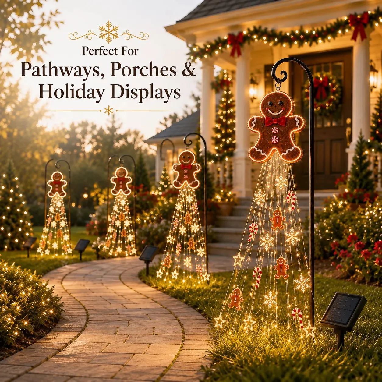 Gingerbread Starfall along Christmas walkway