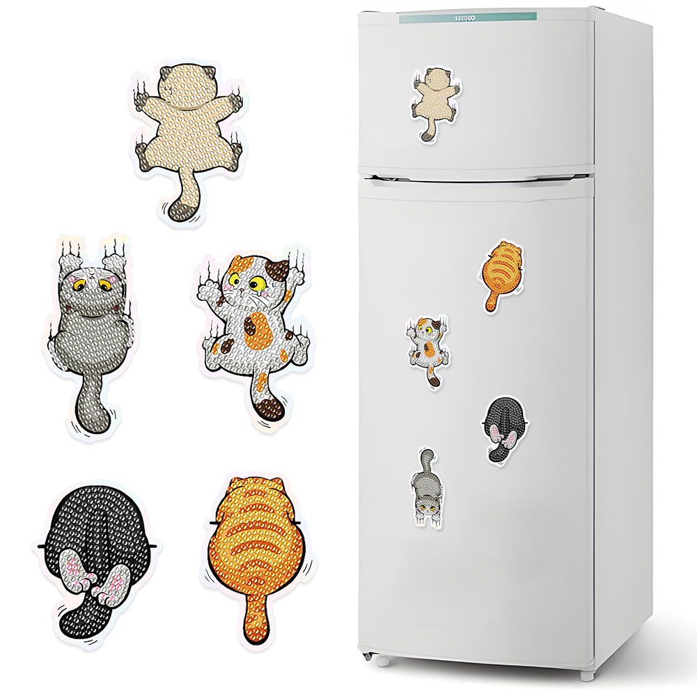 5Pcs Diamond Painting Refrigerator Magnets Diamond Art Kits for Adults (Cat B)