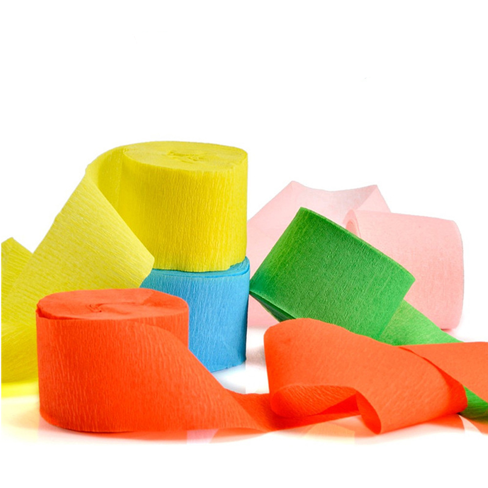 Crepe Streamers Colorful Wrinkle Paper for Wedding & Birthday Party Decor