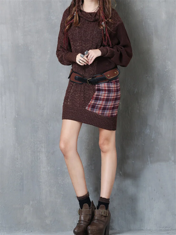 Women's Winter Warm Knitted Scoop Neck Long Sleeve Dress