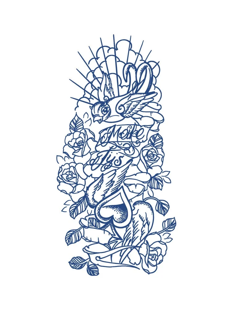 KT51-100 Semi-permanent herbal juice tattoo sticker flower arm clavicle non-reflective simulation tattoo big picture