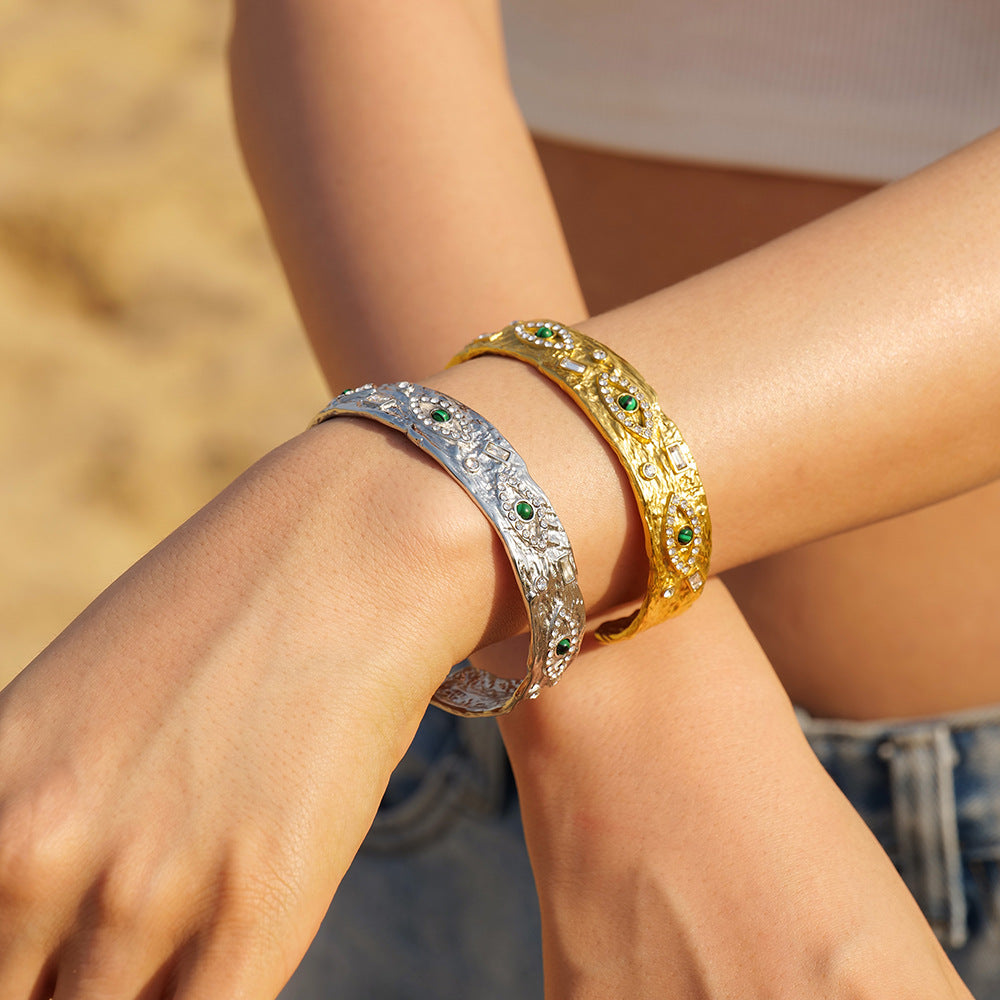 Women IG Style Circle Geometric Stainless Steel 18K Gold Plated Bracelets