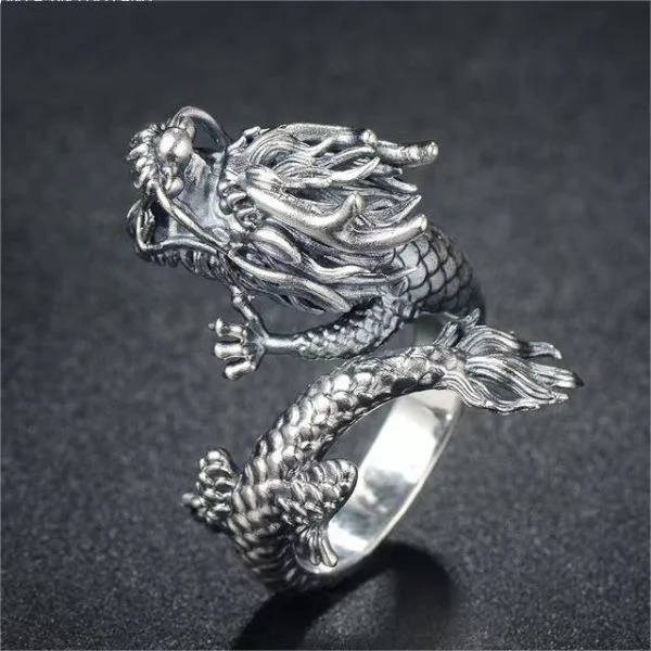 Sterling Silver Cameo Dragon Totem Ring