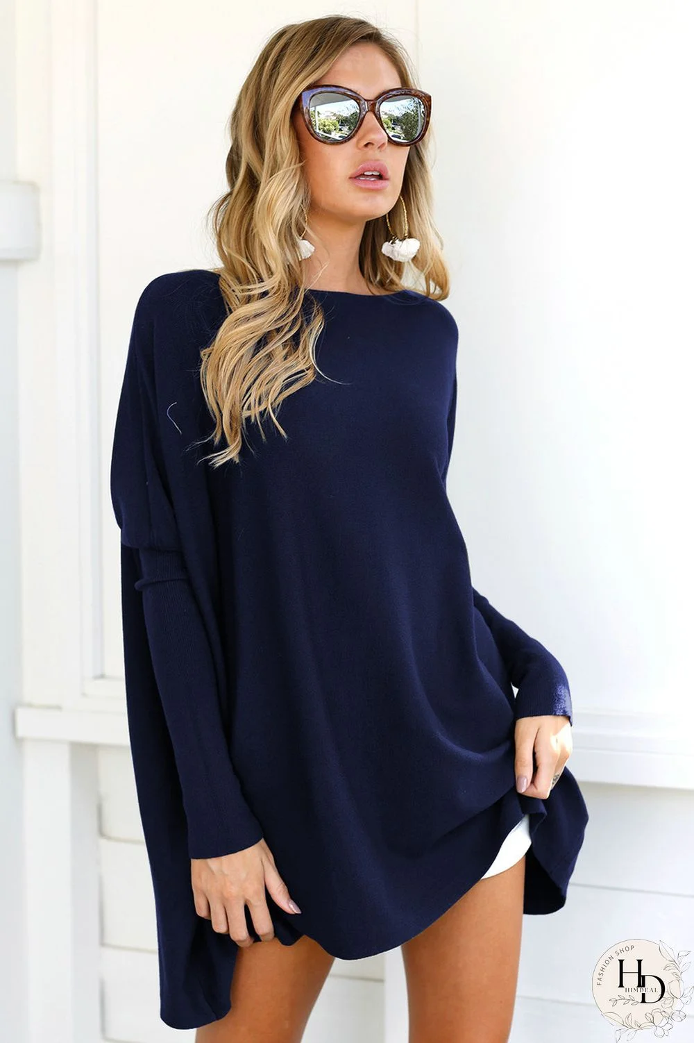 Autumn Fashion Solid Color V-neck Long Sleeve Sweater Tops