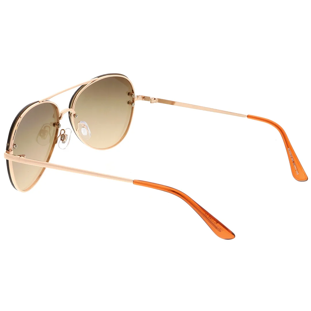 Oversize Rimless Aviator glasses Double Crossbar Gradient Lens 61mm