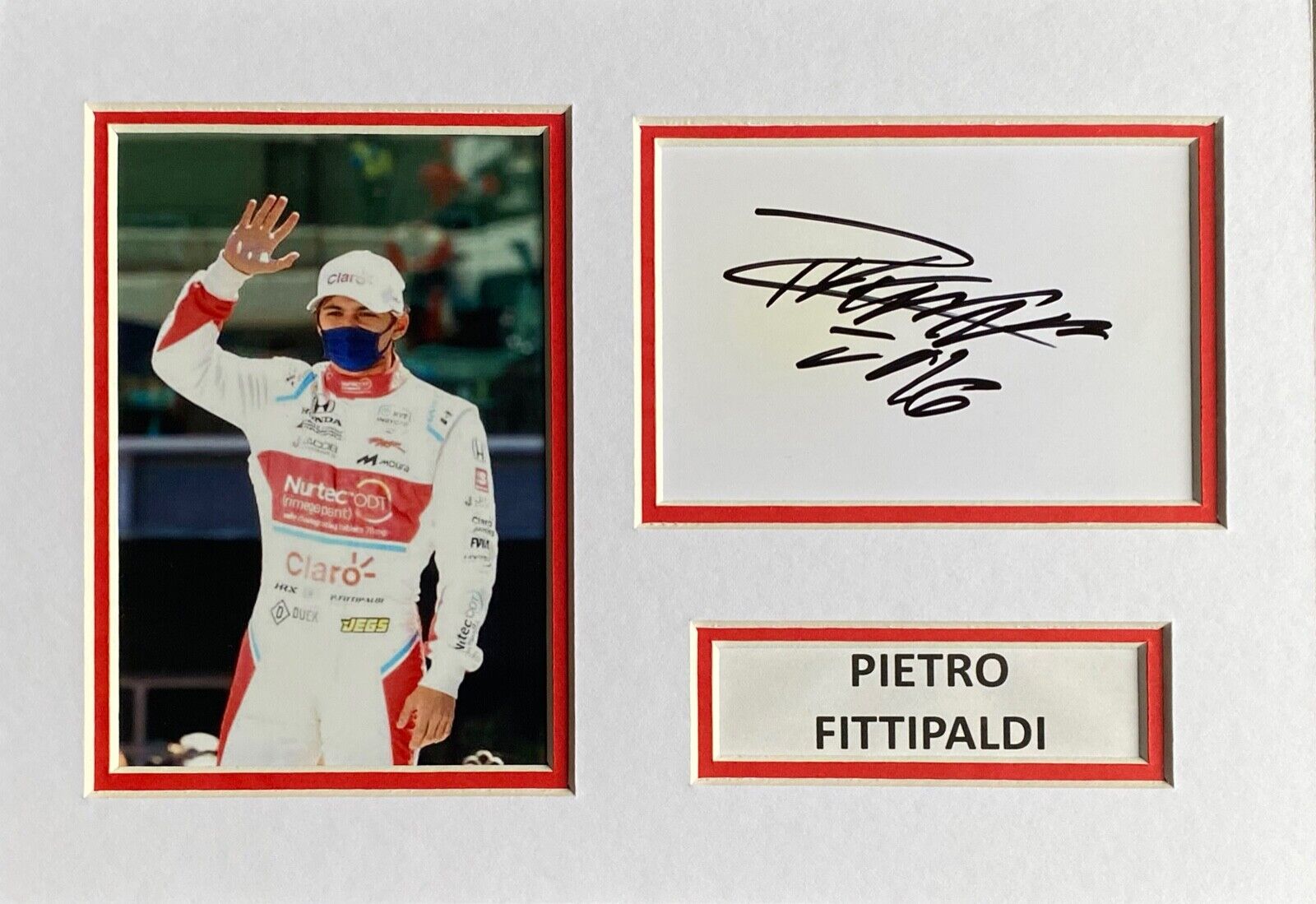 PIETRO FITTIPALDI SIGNED A4 Photo Poster painting MOUNT DISPLAY INDY 500 AUTOGRAPH 1