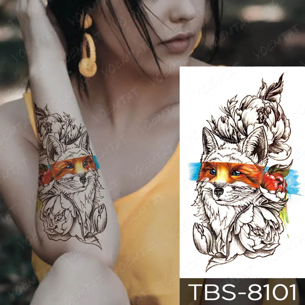 Sdrawing Temporary Tattoo Sticker Yin Yang Dragon Feather Wings Flash Tattoos Wolf Totem Body Art Arm Fake Tatoo Men
