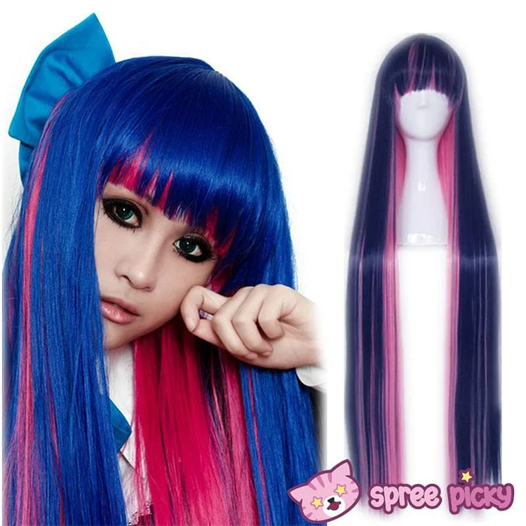 2 Colors Cosplay Costume Panty & Stocking Navy/ Royal Blue Wig 100 cm SP151650