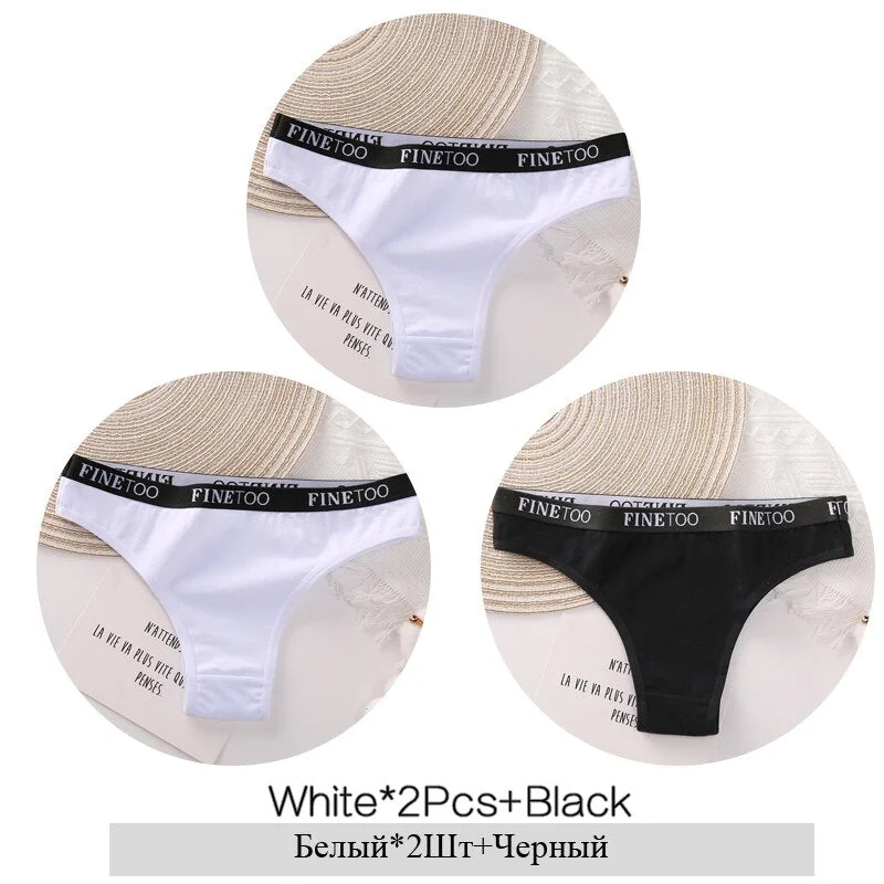FINETOO Cotton Brazilian Panties Women Letter Underwear Ladies Low Waist Female Underpants Girls Soft Panty Comfortable Lingerie