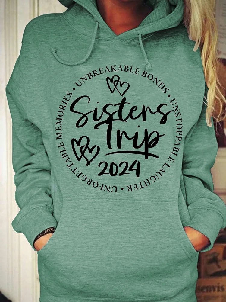 Sisters Trip 2024 Hooded Pocket Sweatshirt socialshop