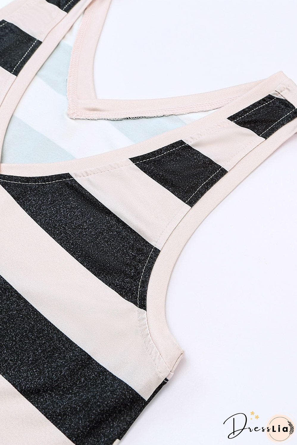 Cozy Striped Sleeveless V Neck Tank Top