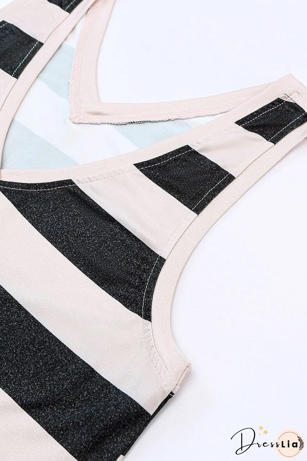 Cozy Striped Sleeveless V Neck Tank Top