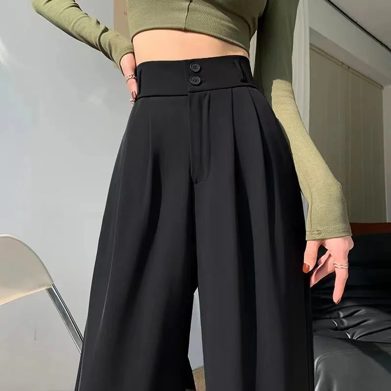 Athvotar Athvotar Pants Female Autumn 2024 New High Waist Pendant Straight Pear Shaped Pants Narrow Version Of The Floor Wide Leg Pants