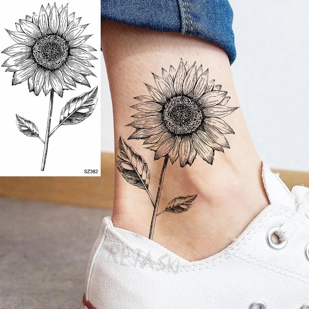 Colored Rose Fashion Feet Temporary Tattoos For Women Adult Hummingbird Sunflower Fake Tattoo Body Art Washable Tatoos Sticker