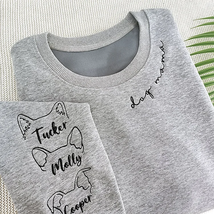 “dog mama” – Pet Ears Embroidered Sweatshirt For Dog Mothers