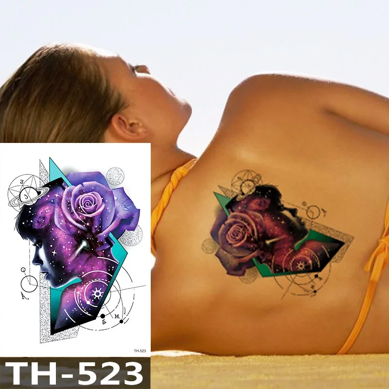 Waterproof Temporary Tattoo Sticker Animal Leopard Flash Tattoos Wolf Rose Flower Body Art Arm Fake Tatoo Women Men