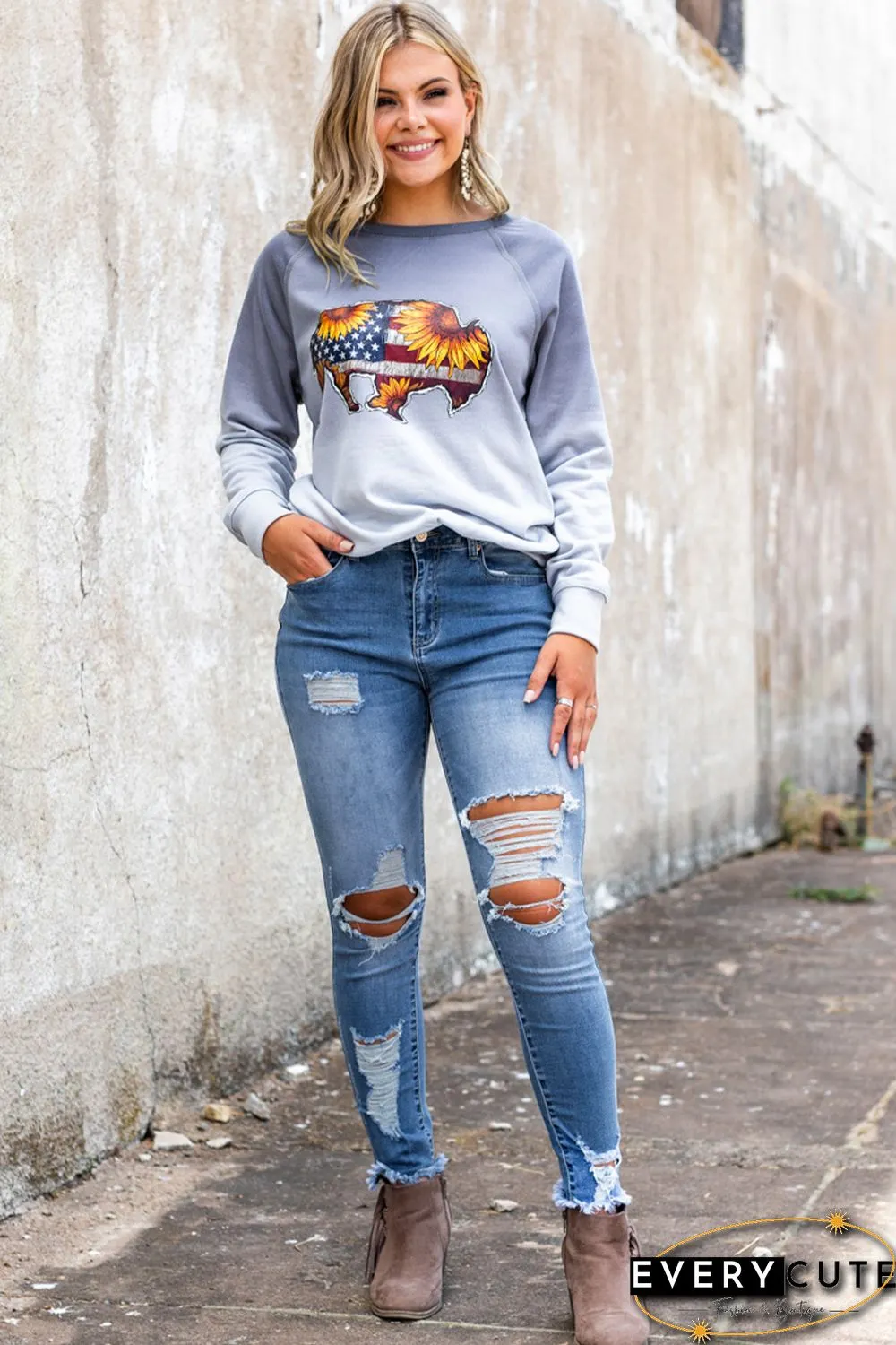 Sky Blue High Waist Distressed Skinny Jeans