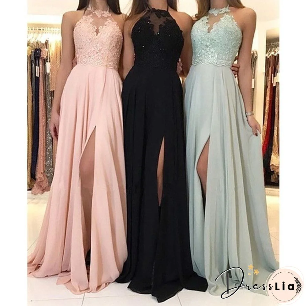 Women Fashion Sexy Elegant Sleeveless Lace Stitching Solid Color Dresses Laides Evening Party Dress Bridesmaid Dress Wedding Dress