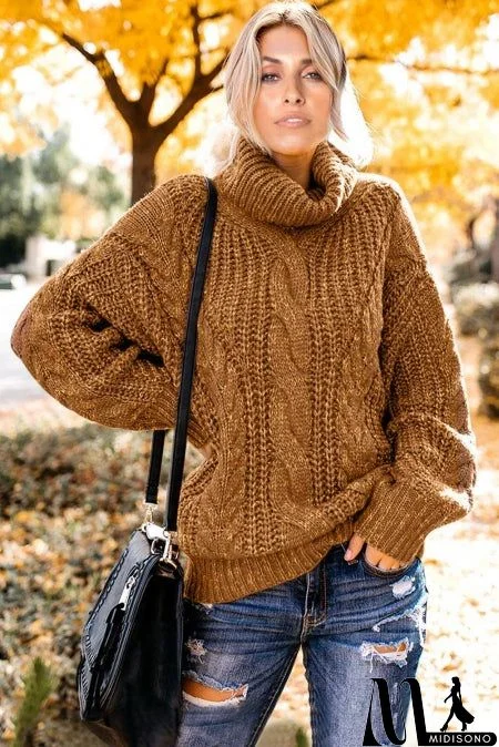 Yellow Chunky Turtleneck Sweater