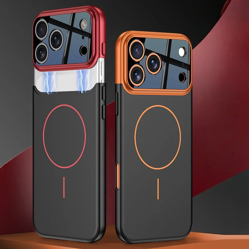 Applicable to cross-border Apple 17promax mobile phone case contrast color master Apple 17pro wireless charging hard case