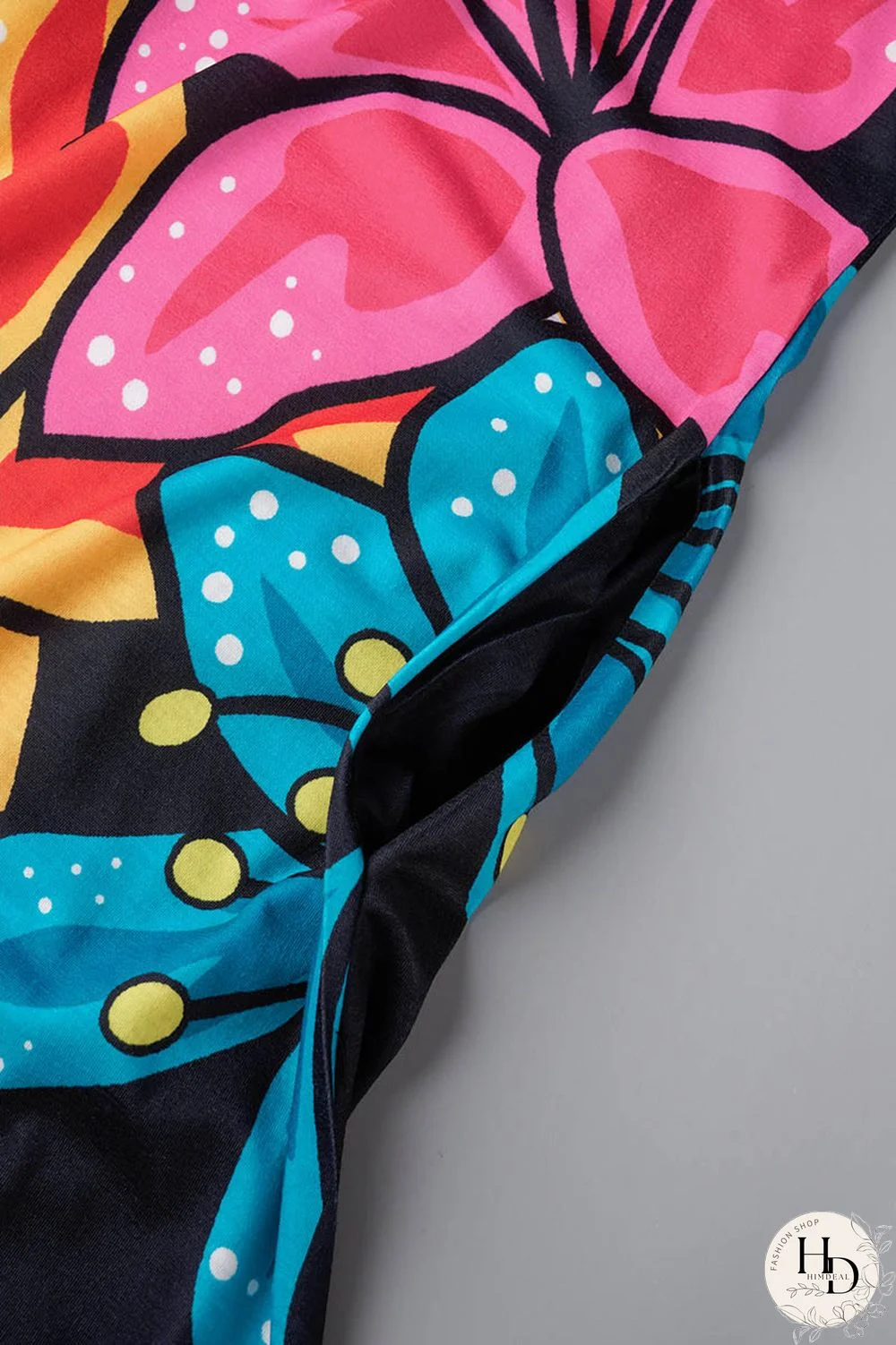 Blue Black Casual Print Patchwork Spaghetti Strap Sling Dress Dresses