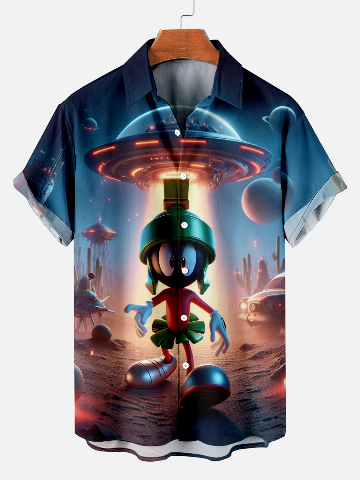 Men's Classic Cartoon Character Print Short Sleeve Shirt PLUSCLOTHESMAN