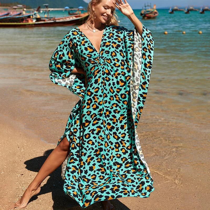 Uveng Uveng Robe Beach Coat Beach Vacation Sunscreen Long Dress Bikini Blouse Swimsuit Over A Woman