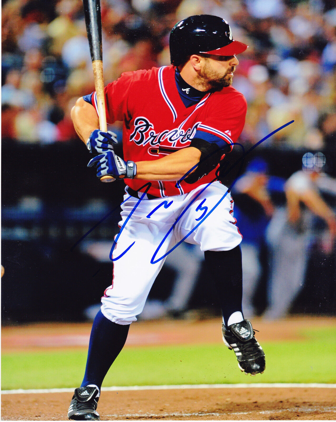 REED JOHNSON ATLANTA BRAVES ACTION SIGNED 8x10