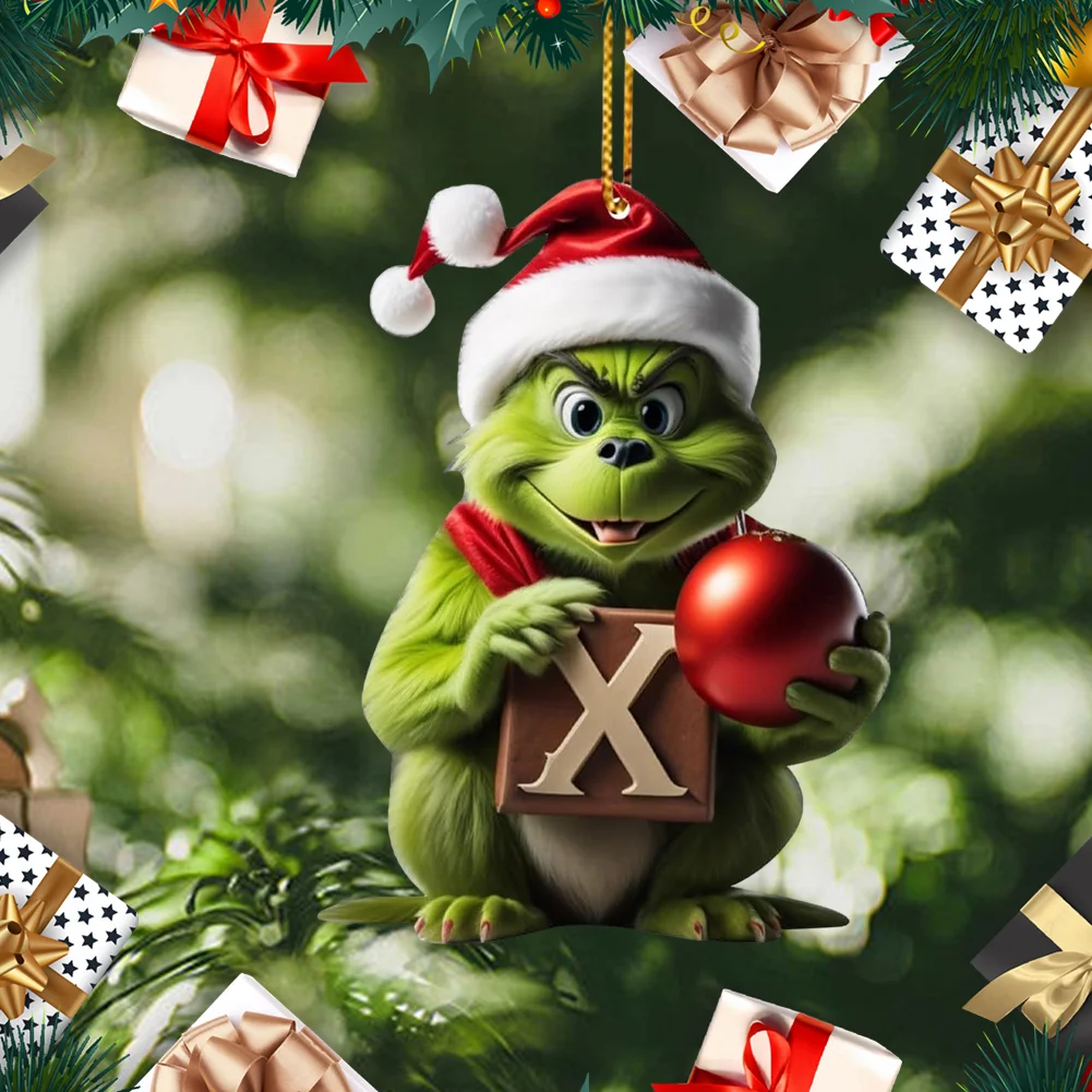 Christmas Acrylic Grinch Xmas Tree Hanging Ornament Hanging Green Monster Decor