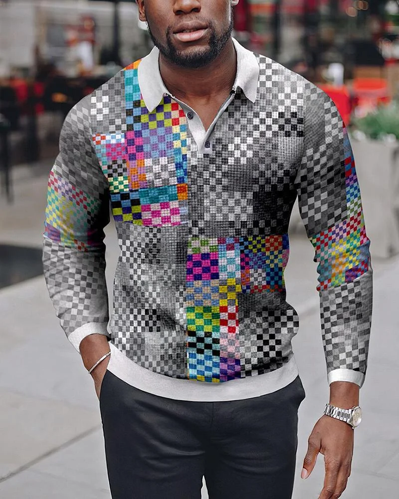 men's casual polo long sleeves