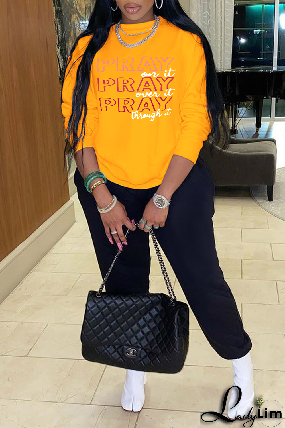 Grey Fashion Street Print Patchwork O Neck Tops