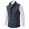 💥2025 New Arrivals!Men's Solid Color Vest Jacket, Men's Casual Stand-up Collar Sleeveless Knitwear