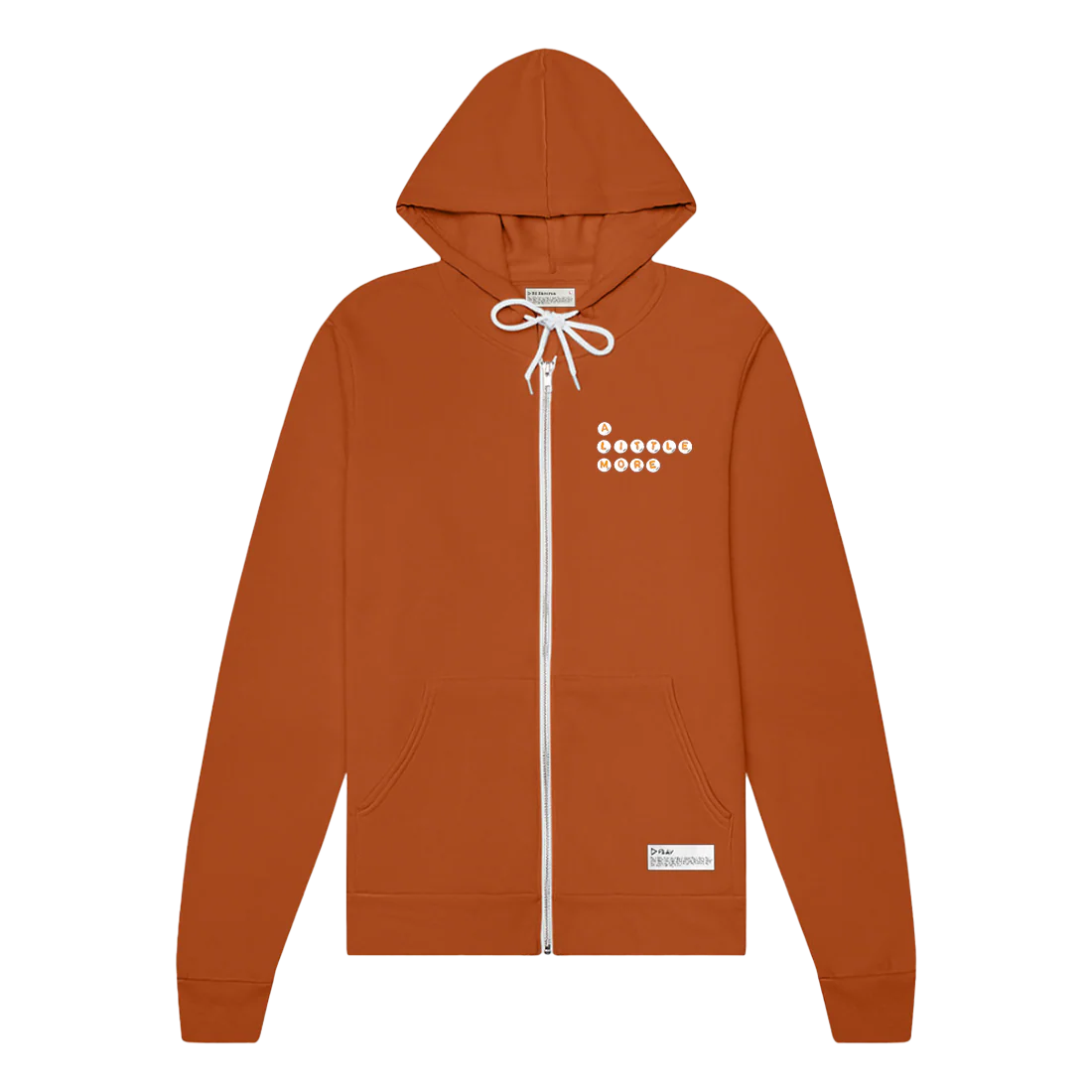 "Ed Sheeran x KidSuper orange zip up hoodie with &ldquo;A Little More&rdquo; chest print"