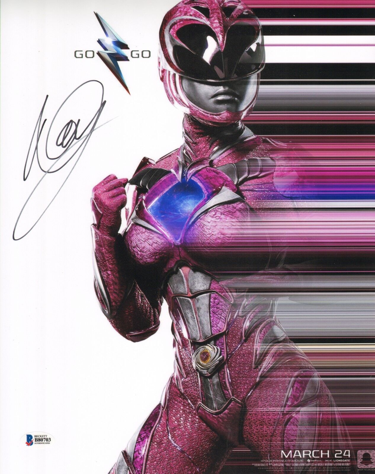 Naomi Scott Signed 11x14 Photo Poster painting BAS COA 2017 Pink Power Rangers Picture Autograph